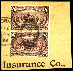 U.S. #289 USED PAIR ON PIECE