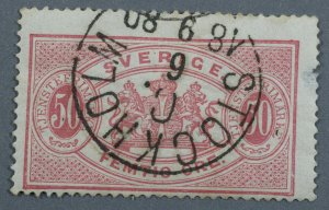 Sweden #O10 Used VG Cancel STOCKHOLM C Date 6 - 18 9 80 Remnants of OG on Back