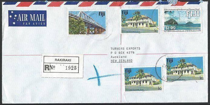 FIJI 1991 Registered airmail cover to New Zealand ex RAKI RAKI.............13243