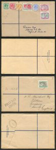 St Kitts Nevis 1938 Part Set on 2x FDC to England