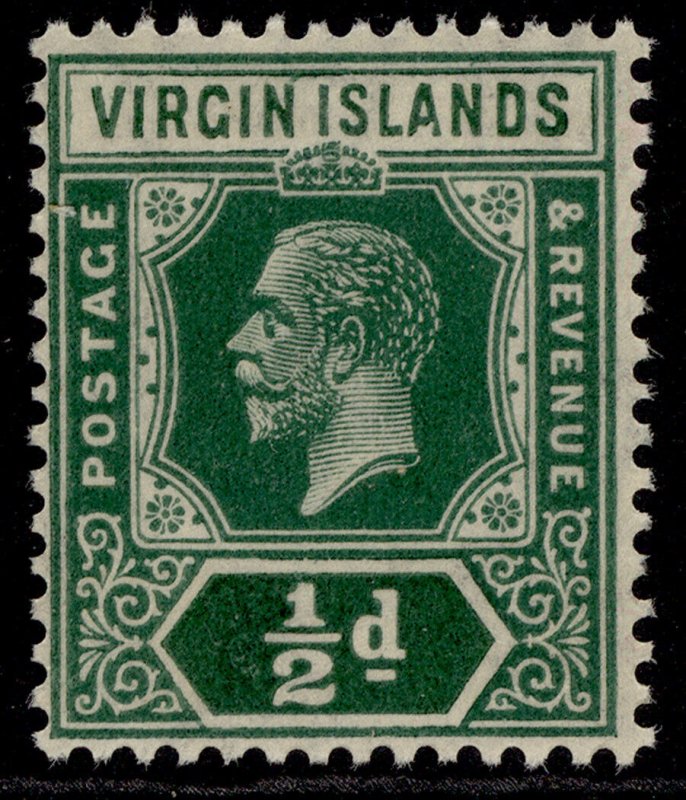 BRITISH VIRGIN ISLANDS GV SG80, ½d green, NH MINT. Cat £16. DIE II SCRIPT WMK