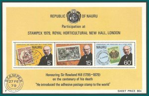 Nauru 1979 Rowland Hill, MS, MNH  #197a,SGMS207