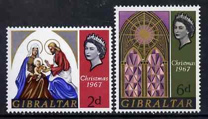 GIBRALTAR - 1967 - Christmas - Perf 2v Set - Mint Never Hinged