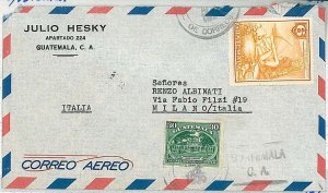 27378 - GUATEMALA - POSTAL HISTORY - COVER to ITALY 1956  Folklore INDIANS