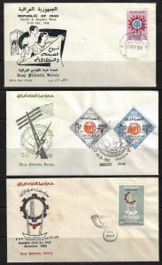 IRAQ 1960s FDCs 1 TELECOM 2 BAGHDAD INTL FAIR 3 HEALTH