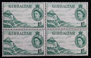 Gibraltar #133,SG146 MNH Block of 4 QE2 1953