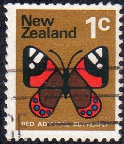 New Zealand 439 - Used - 1c Red Admiral Butterfly (1970)