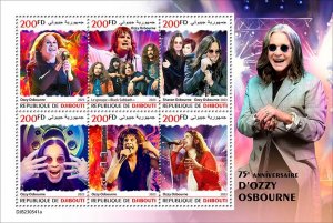 DJIBUTI - 2023 - Ozzy Osbourne - Perf 6v Sheet - Mint Never Hinged