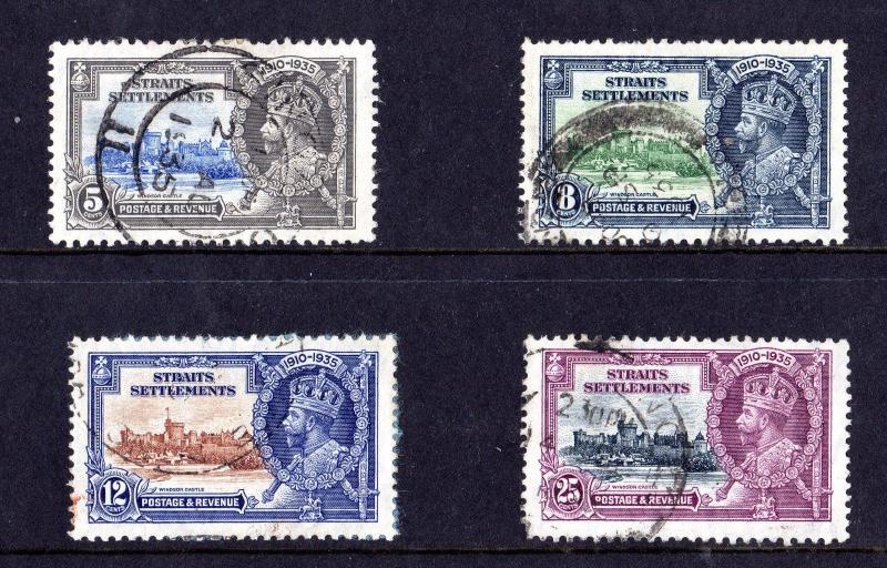 Straits Settlements KGV 1935 Silver Jubilee SG256/259 VFU X7093