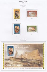 GIBRALTAR # 394-397,396a VF-MLH HORATIO NELSON AND S/SHEET 1980