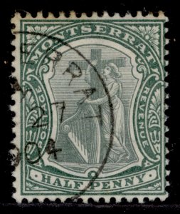 MONTSERRAT EDVII SG14, ½d grey-green & green, USED. Cat £19.