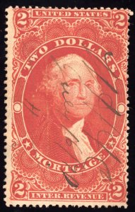 US Scott R82c Used $2 red Mortgage Revenue Lot T864 bhmstamps