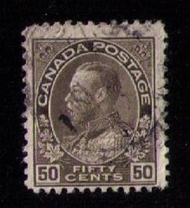 Canada Sc 120 KGV Fifty Cent- Black Brown Used F-VF