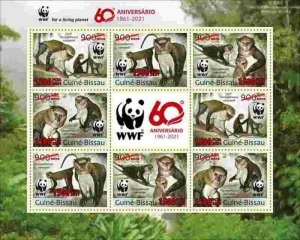 Guinea-Bissau - 2021 WWF 60 Years & Animals - 8 Stamp Sheet - GB210231f1