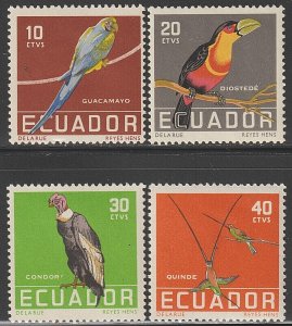 EDSROOM-10992 Ecuador 634-637 LH 1958 Complete Birds CV$9.80