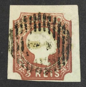 MOMEN: PORTUGAL SC #5 1855 IMPERF USED CAT. $900 LOT #62579