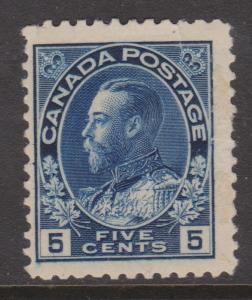 Canada 1912 KGV 5c Blue Sc#111 VF MVLH