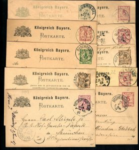 CF64 Lot 10 Different1890-1900 Post Mark Multi Postal Stationary Bayern Konstanz