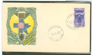 Italy/Trieste (Zone A) 167 1953 L25 Bee Honoring Knights of Labor on an unaddressed cacheted first day cover.