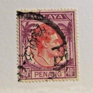 MALAYA  PENANG Sc #18 Θ used 40¢ , postage stamp, Fine +