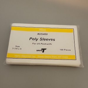 100 Poly Sleeves For US Postcards By HECO US400 New Protection Bags 3.75x6 Inch