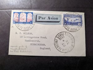 1930 France Airmail Cover International Air Post Exhibition Paris to Birmingham