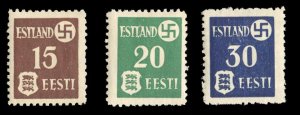 Estonia N3-5, $45, 1941 German Occupation, set of three, never hinged