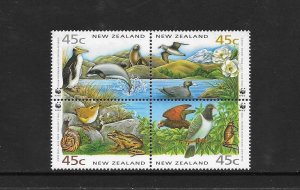 WWF - BIRDS, FISH, FROG-NEW ZEALAND #1162d   WWF  MNH