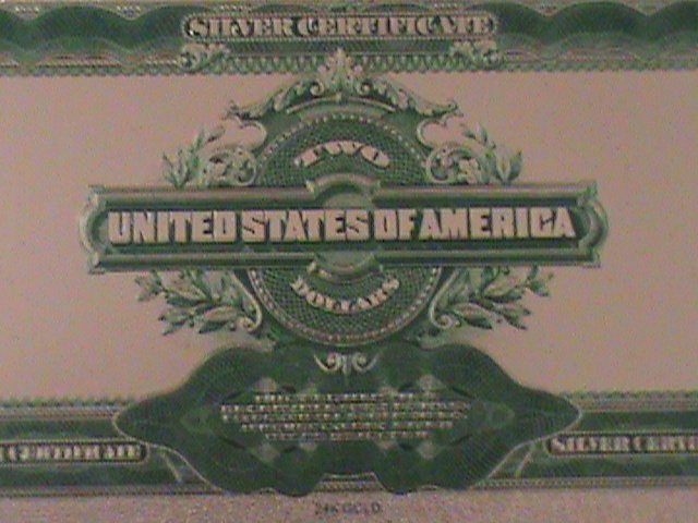 ​UNITED STATES-1899 CAT.#339- 24 KARAT GOLD REPLICA $2 -VF WITH CERTIFICATE