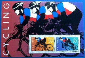 US 1996 CYCLING SOUVENIR SHEET-2 stamps 50cent Scott 3119 