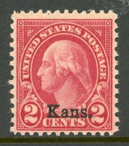 USA 1929 Franklin 2¢ Kansas OP Scott 660 Mint W436