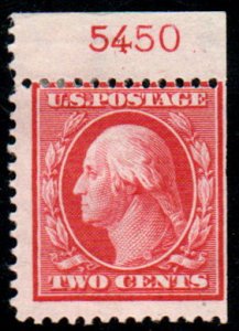 US #332a F/VF mint hinged, PLATE NUMBER SINGLE,  super nice and fresh! RARE!!...