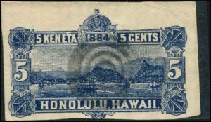 USA - Hawaii SC# U4 cut square Harbor View 5c SCV $7.50 used