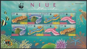 Niue 1999 MNH Sc #732 Souvenir sheet Nudibranchs WWF