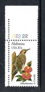 US 1953 MNH State Birds/Flowers - Alabama - Plate Single