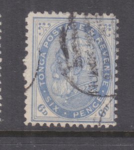 TONGA, 1886 perf. 12 1/2, 6d. Blue, used.