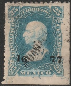 Mexico 1877 Sc 114 used watermark Guadalajara 16 77 overprint small tear