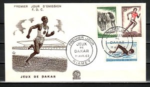 Niger, 114-116. Friendship, Sports Games issue. First day cover. ^