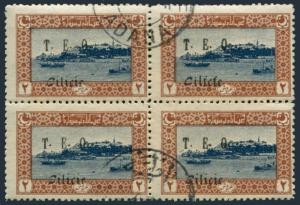 Cilicia 83 block/4,CTO.Mi 55. Istanbul across the Golden Horn,overprinted,1919.