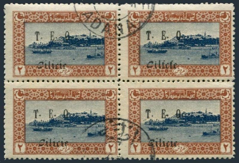 Cilicia 83 block/4,CTO.Mi 55. Istanbul across the Golden Horn,overprinted,1919.