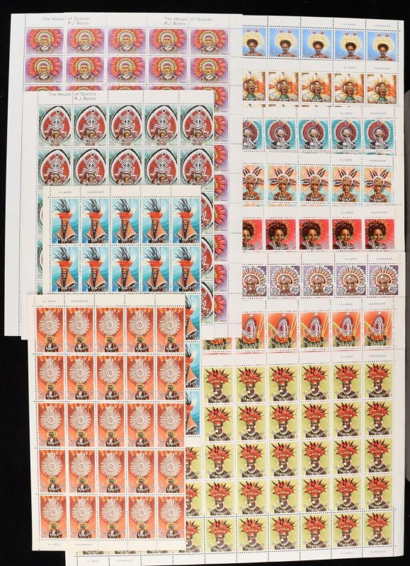 PAPUA NEW GUINEA 1977 Headdresses set full sheets. MNH **. SG 318-29 cat £150+.