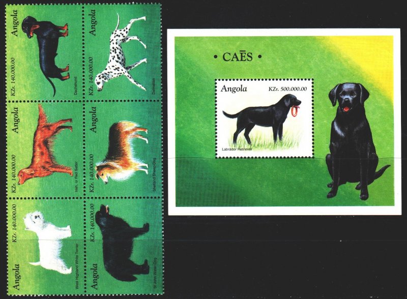 Angola. 1998. 1204-9, bl43. Dogs. MNH.