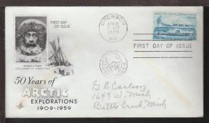US Arctic Exploration 1959 Artcraft Pencil FDC BIN 14577