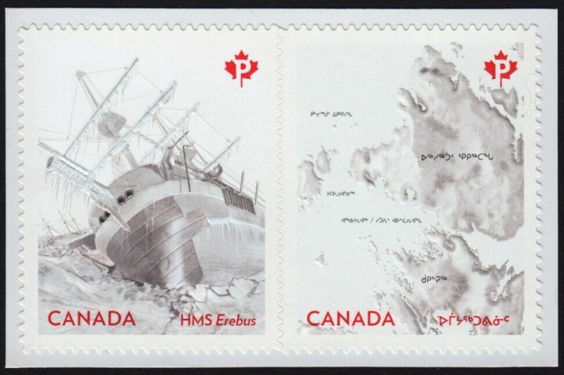 FRANKLIN EXPEDITION = EREBUS SHIP = Embossed BK Pair Canada 2015 #2854-2855 MNH