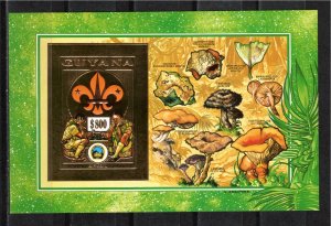 Guyana 1992 MNH Gold foil mushroom souvenir sheet IMPERFORATE