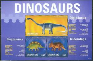 UNION ISLAND  2014 DINOSAURS SHEET MINT NH