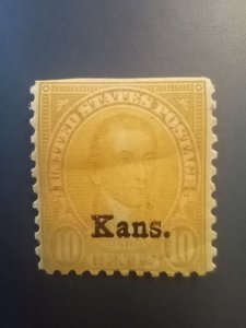 Sc# 668 MH 10c KAN overprint