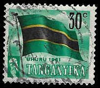 Tanganyika #49 Used VLH; 30c Country Flag (1961)