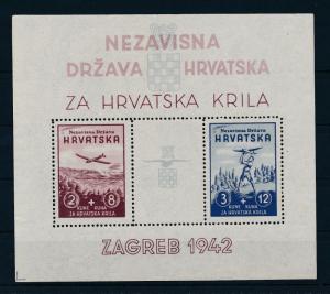 [36892] Croatia 1942 Model Aircraft Exhibition Perforated Miniature Sheet MLH