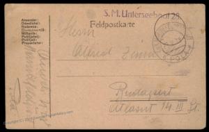 Austria WWI U-28 Submarine Unterseeboot U-Boot Feldpost KuK Pola 86972